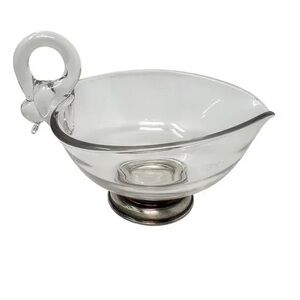 Vintage Clear Glass Bowl with Silver Base